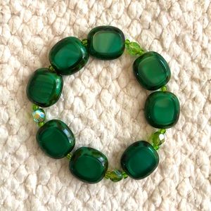 2/$5 SALE Green Glass Bead Stretch Bracelet